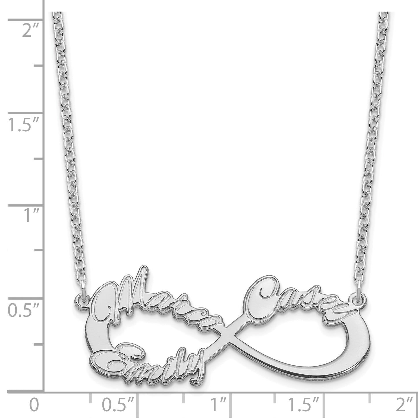 Sterling Silver Rhodium plated 3 Name Infinity Necklace