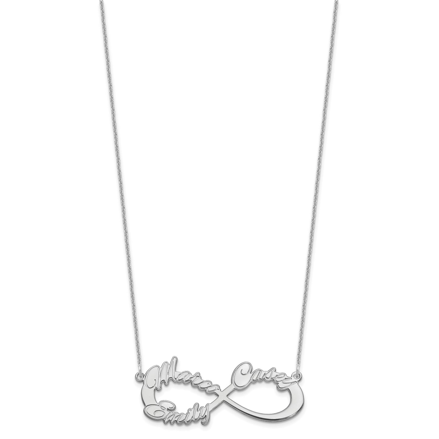 14K White Gold 3 Name Infinity Necklace