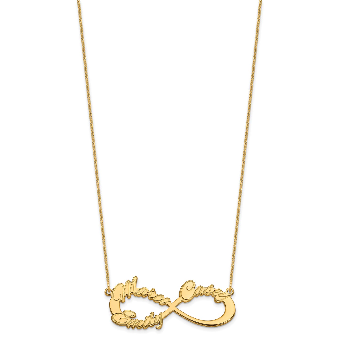 14K Yellow Gold 3 Name Infinity Necklace