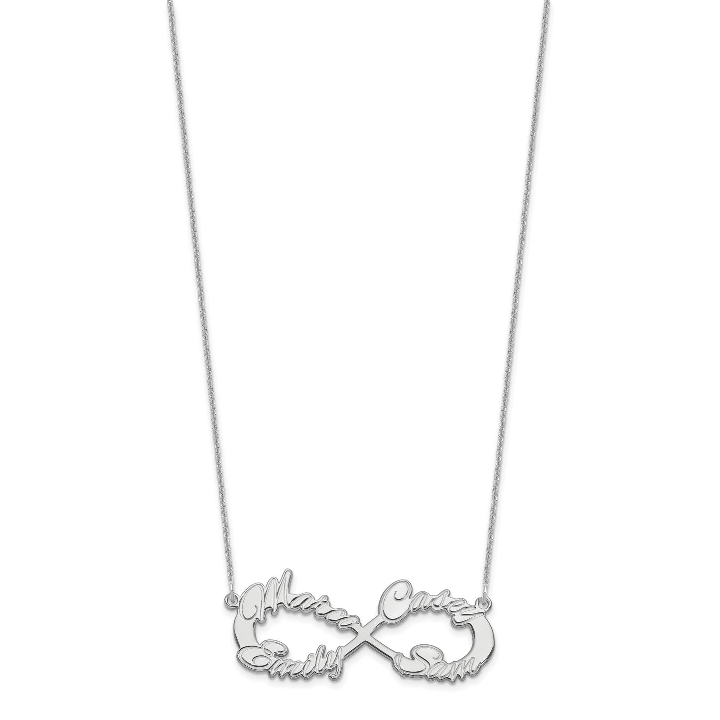 14K White Gold 4 Name Infinity Necklace