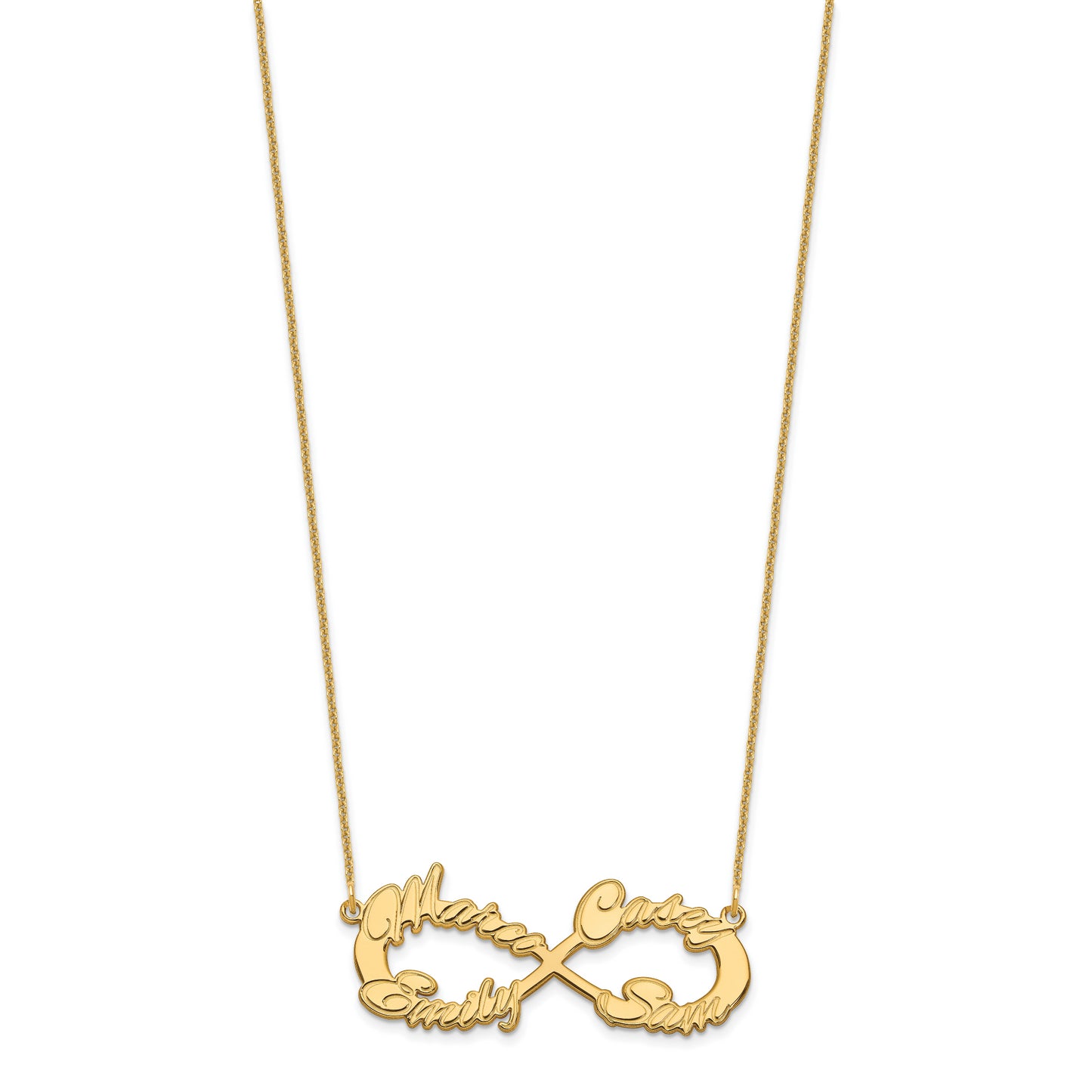 14K Yellow Gold 4 Name Infinity Necklace