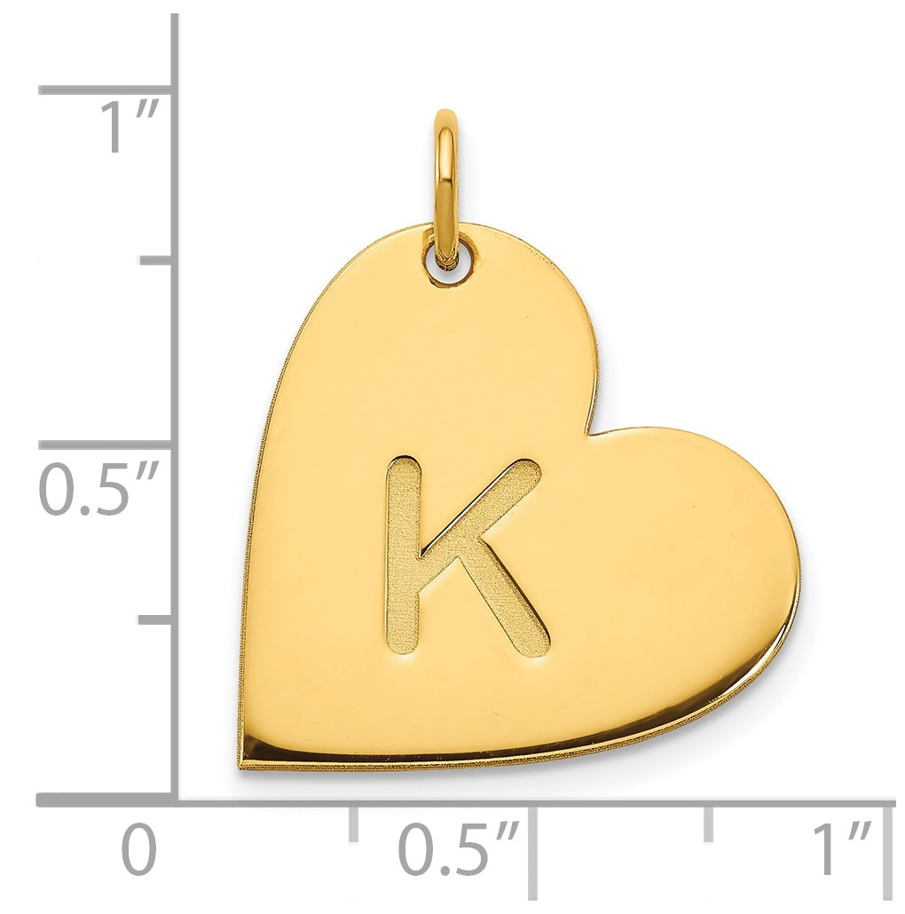 14K Yellow Gold Initial Heart Charm
