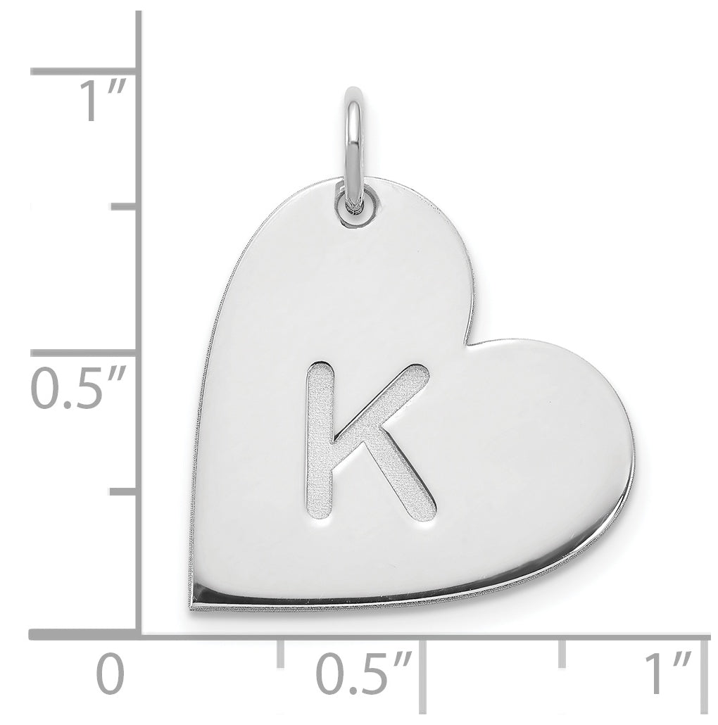 10K White Gold Initial Heart Charm