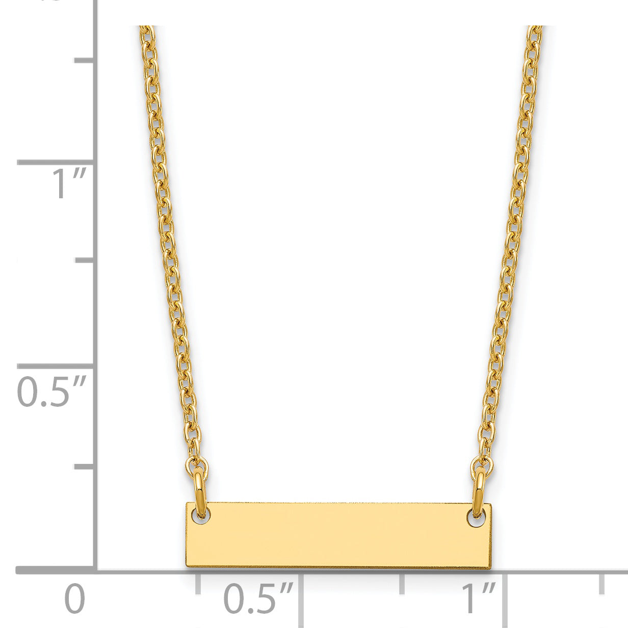 Sterling Silver Gold plated Small Polished Blank Bar Necklace