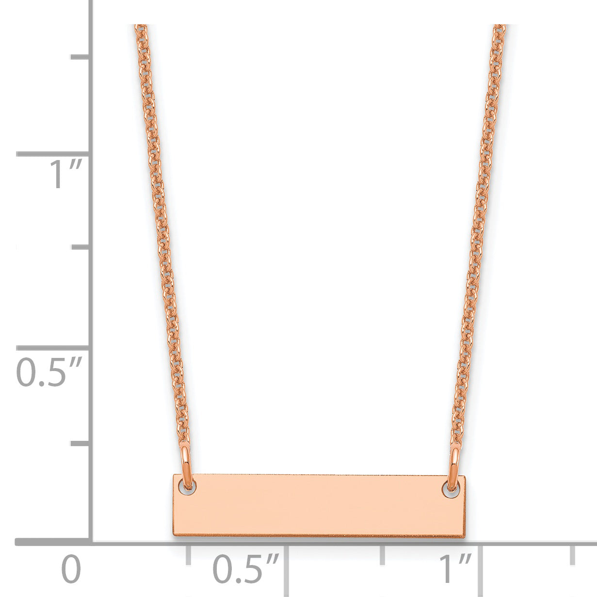 14K Rose Gold Small Polished Blank Bar Necklace
