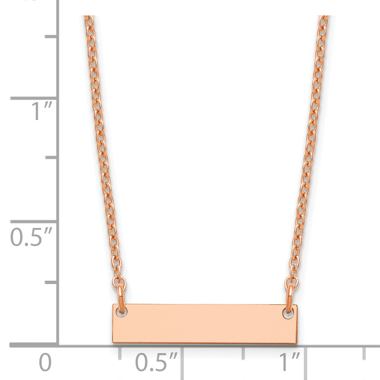 Sterling Silver Rose Gold plated Small Polished Blank Bar Necklace