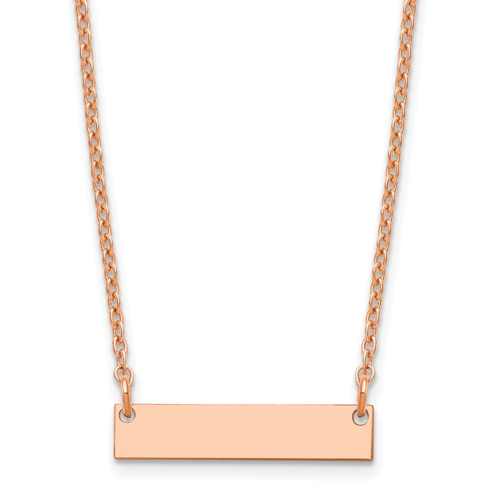 Sterling Silver Rose Gold plated Small Polished Blank Bar Necklace