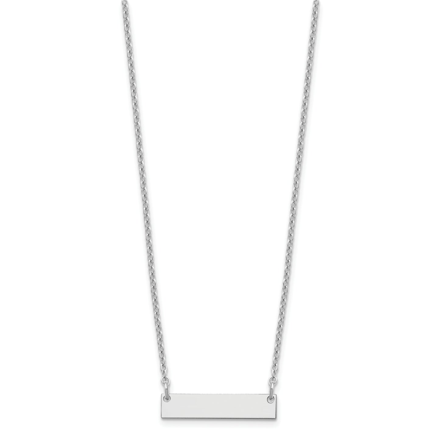Sterling Silver Rhodium plated Small Polished Blank Bar Necklace
