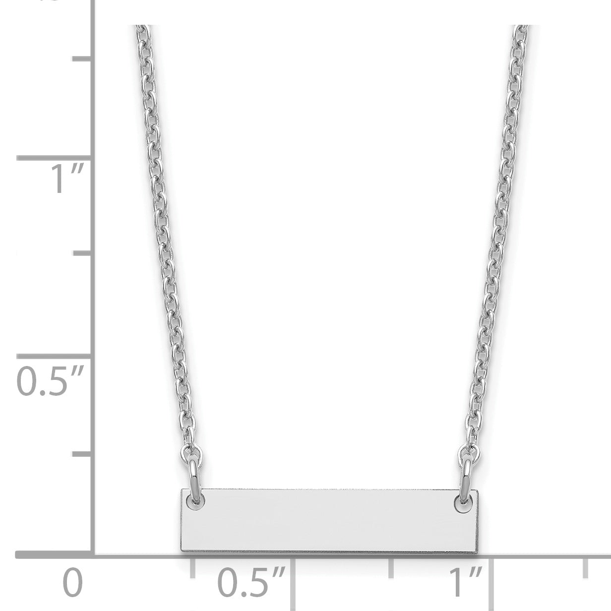 Sterling Silver Rhodium plated Small Polished Blank Bar Necklace