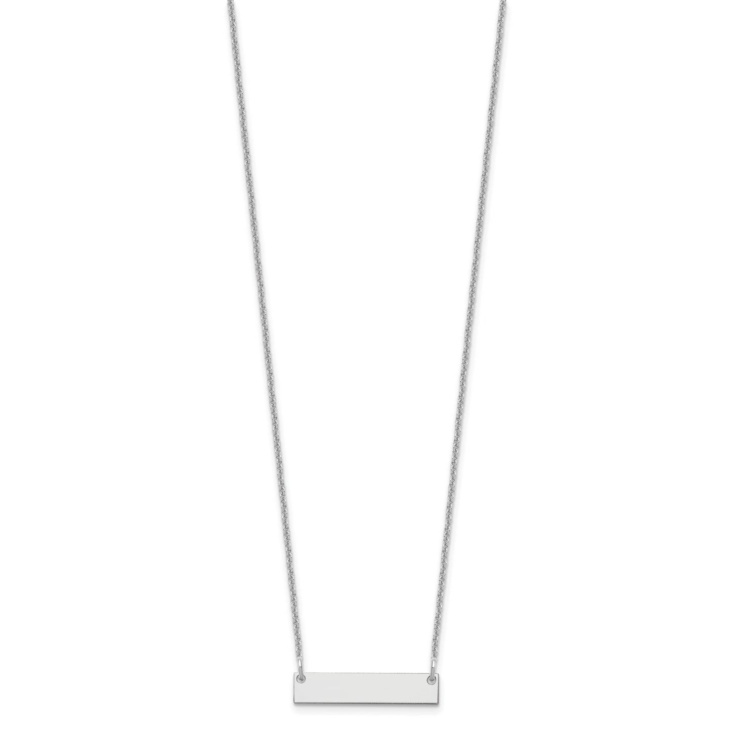 10K White Gold Small Polished Blank Bar Necklace