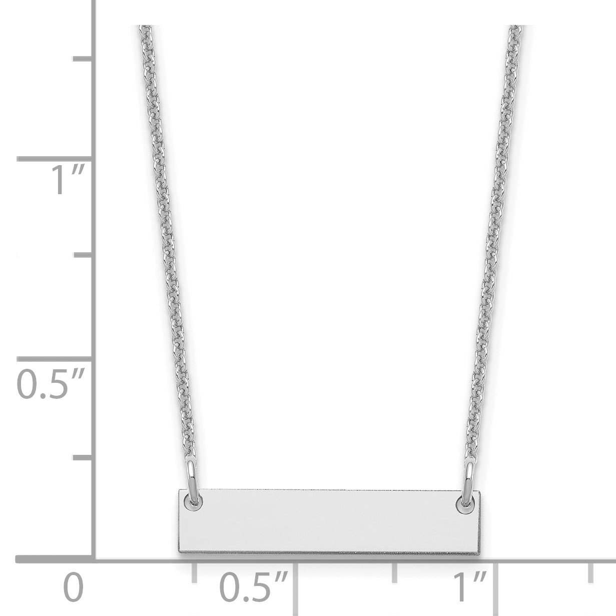 14K White Gold Small Polished Blank Bar Necklace