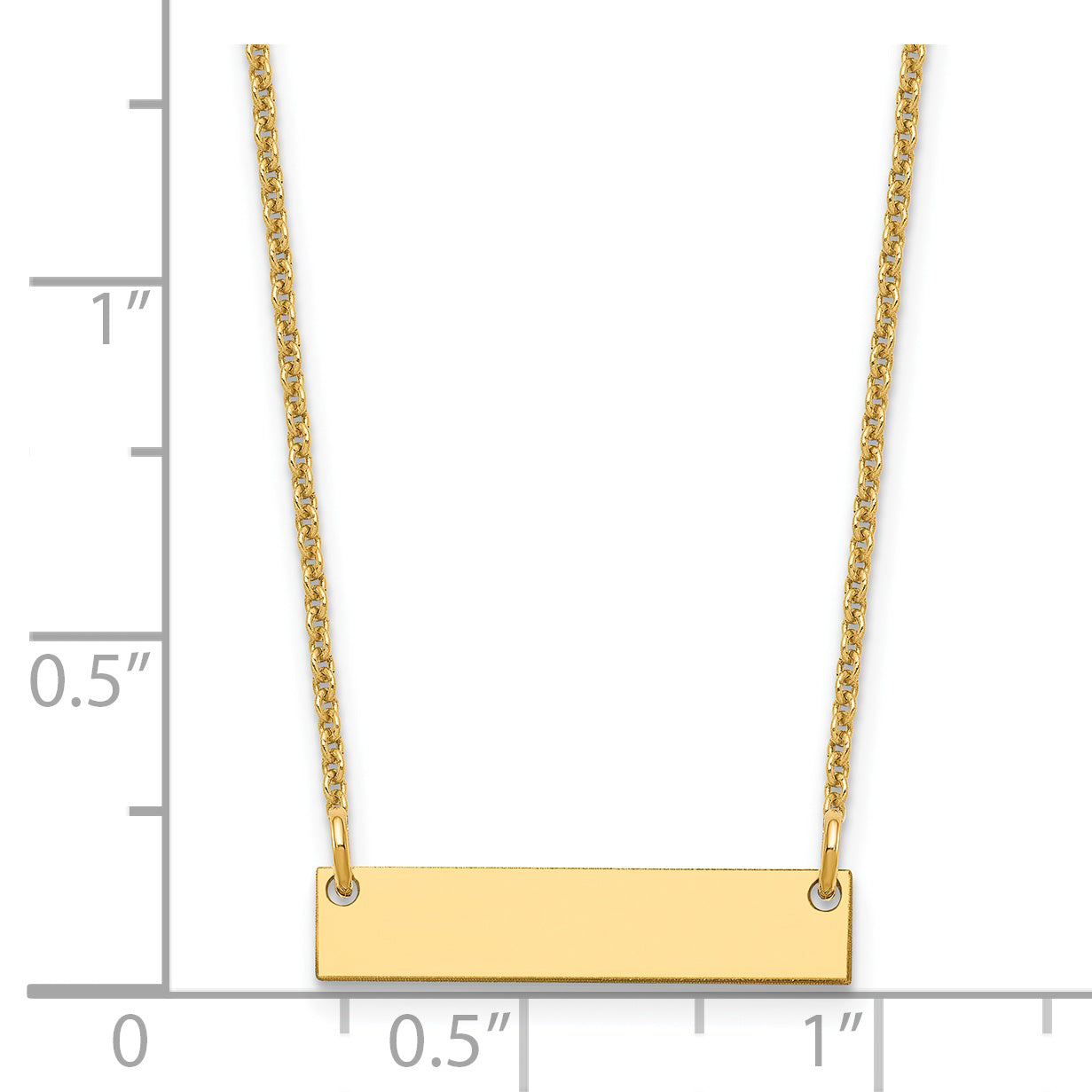14K Yellow Gold Small Polished Blank Bar Necklace