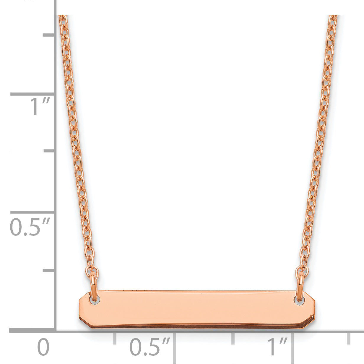 Sterling Silver Rose Gold plated Small Polished Blank Bar Necklace