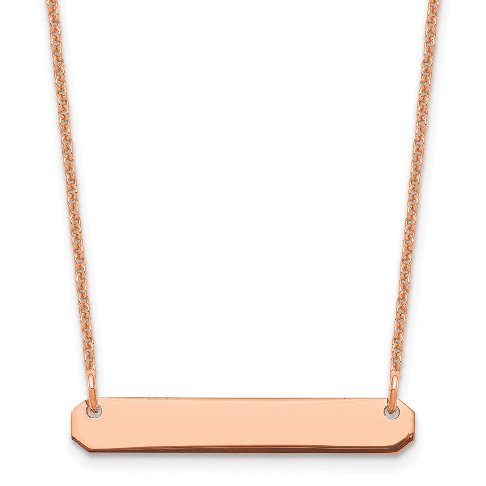 14K Rose Gold Small Polished Blank Bar Necklace