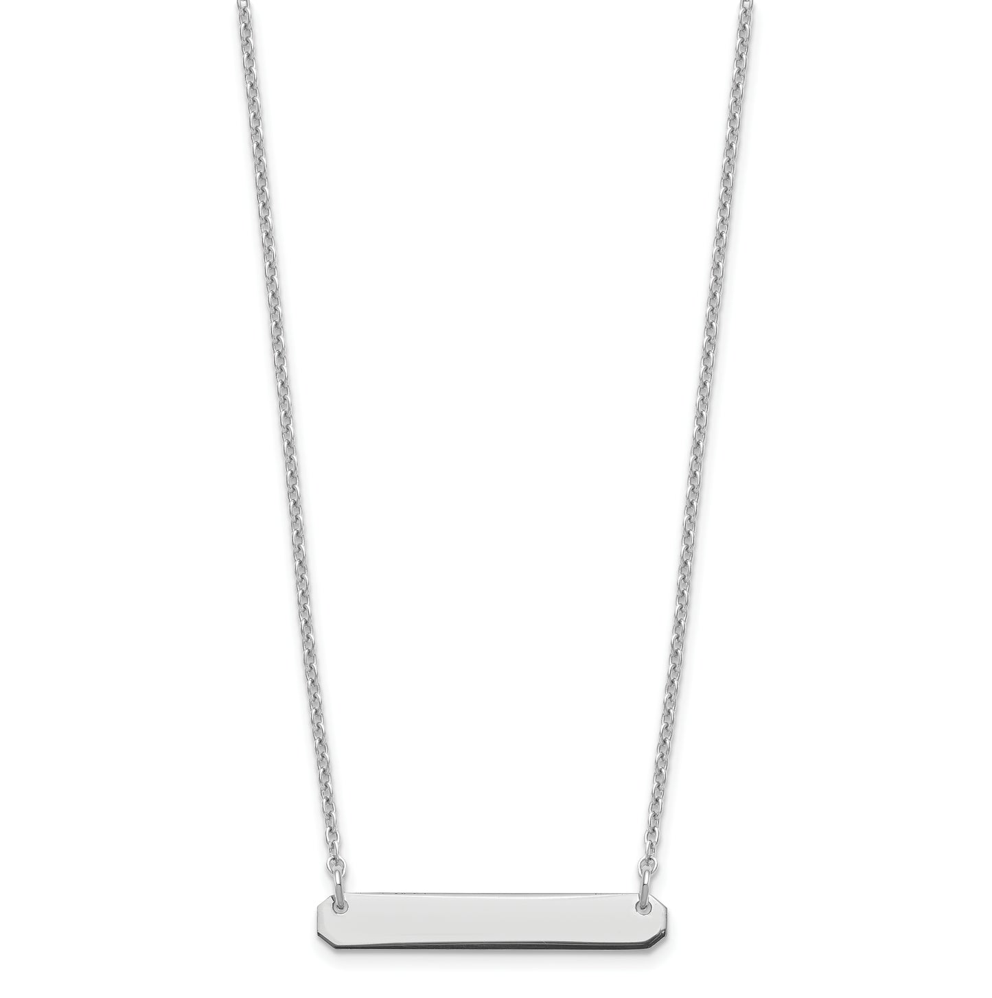 Sterling Silver Rhodium plated Small Polished Blank Bar Necklace
