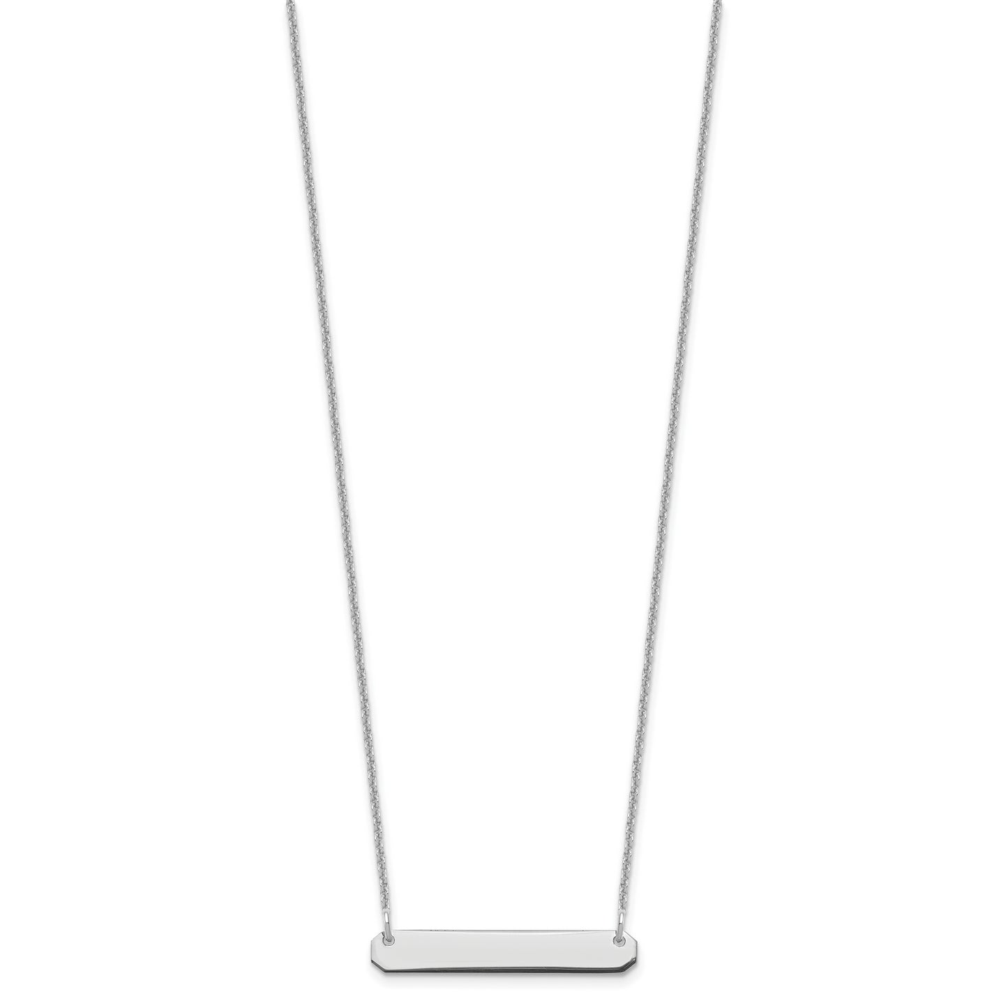 10K White Gold Small Polished Blank Bar Necklace