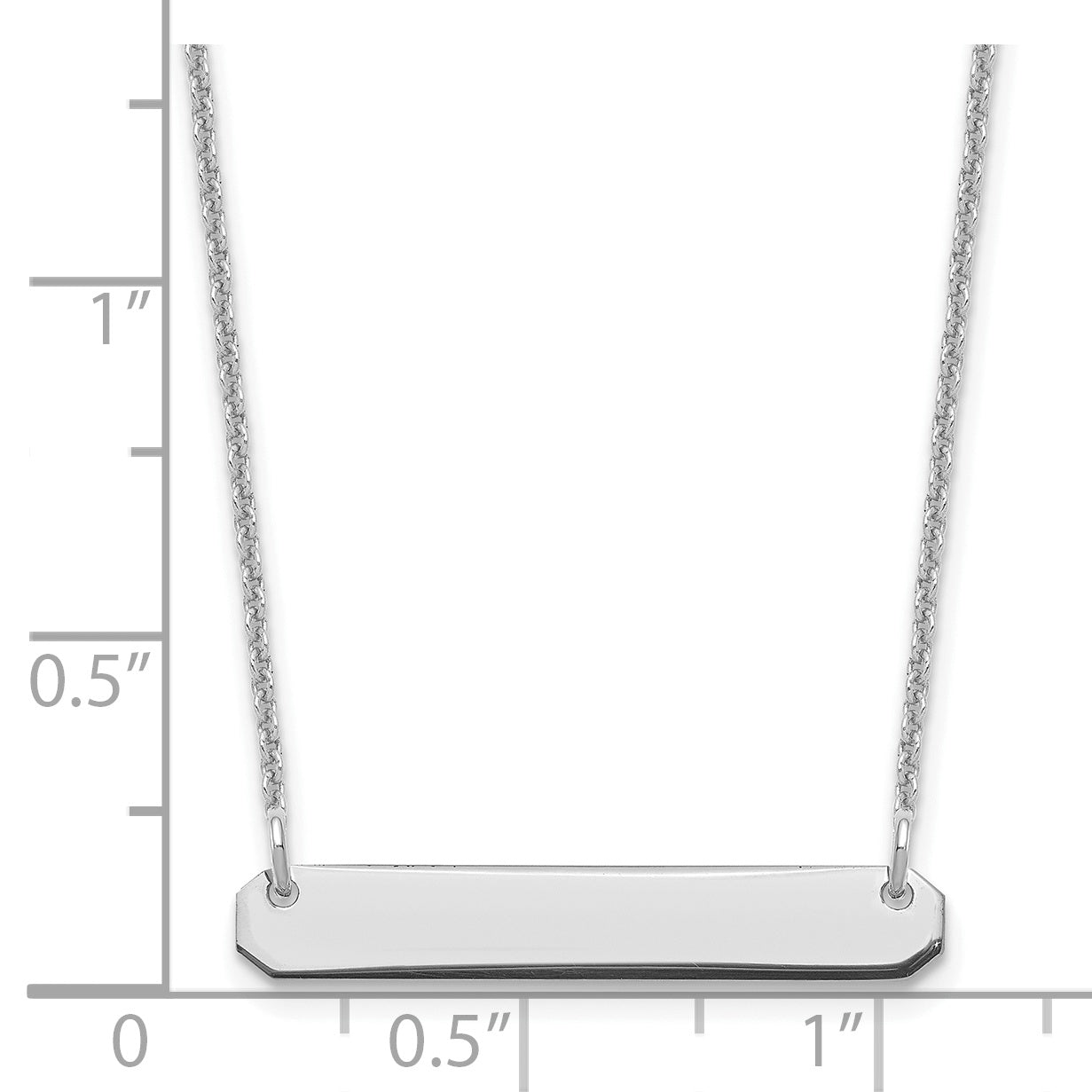 14K White Gold Small Polished Blank Bar Necklace