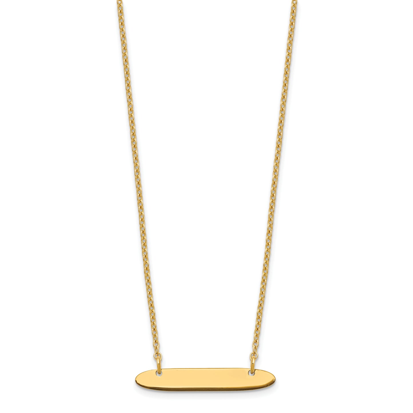 Sterling Silver Gold plated Small Polished Oblong Blank Bar Necklace