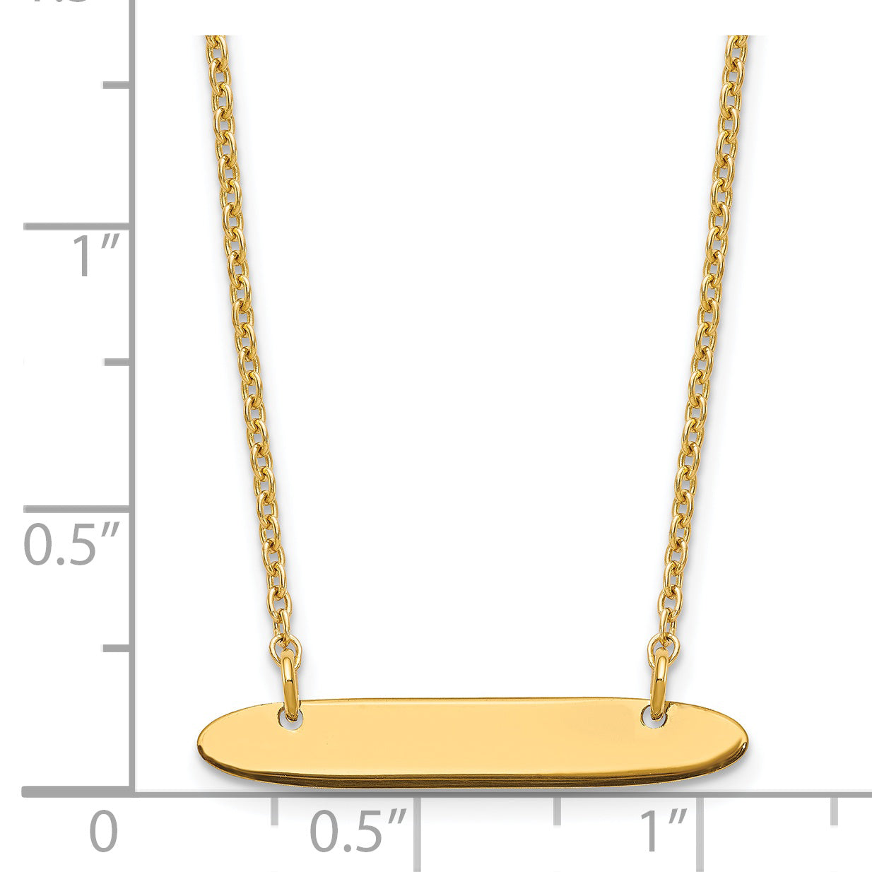 Sterling Silver Gold plated Small Polished Oblong Blank Bar Necklace