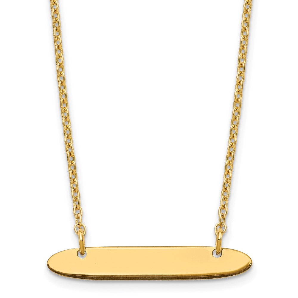 Sterling Silver Gold plated Small Polished Oblong Blank Bar Necklace