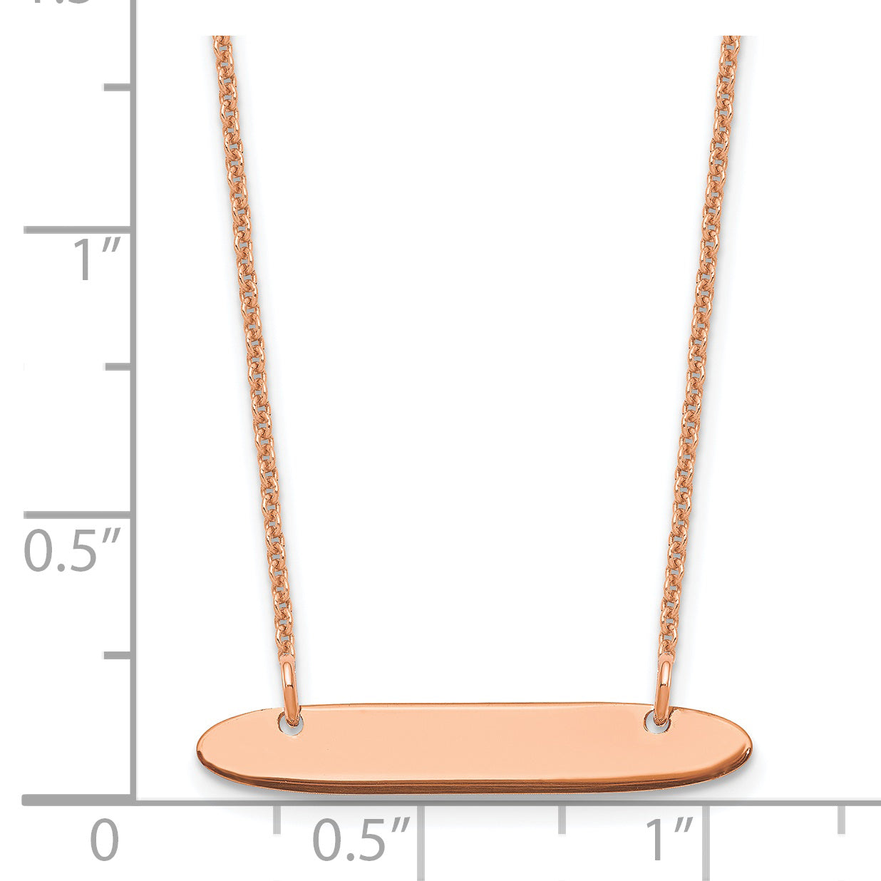 14K Rose Gold Small Polished Oblong Blank Bar Necklace