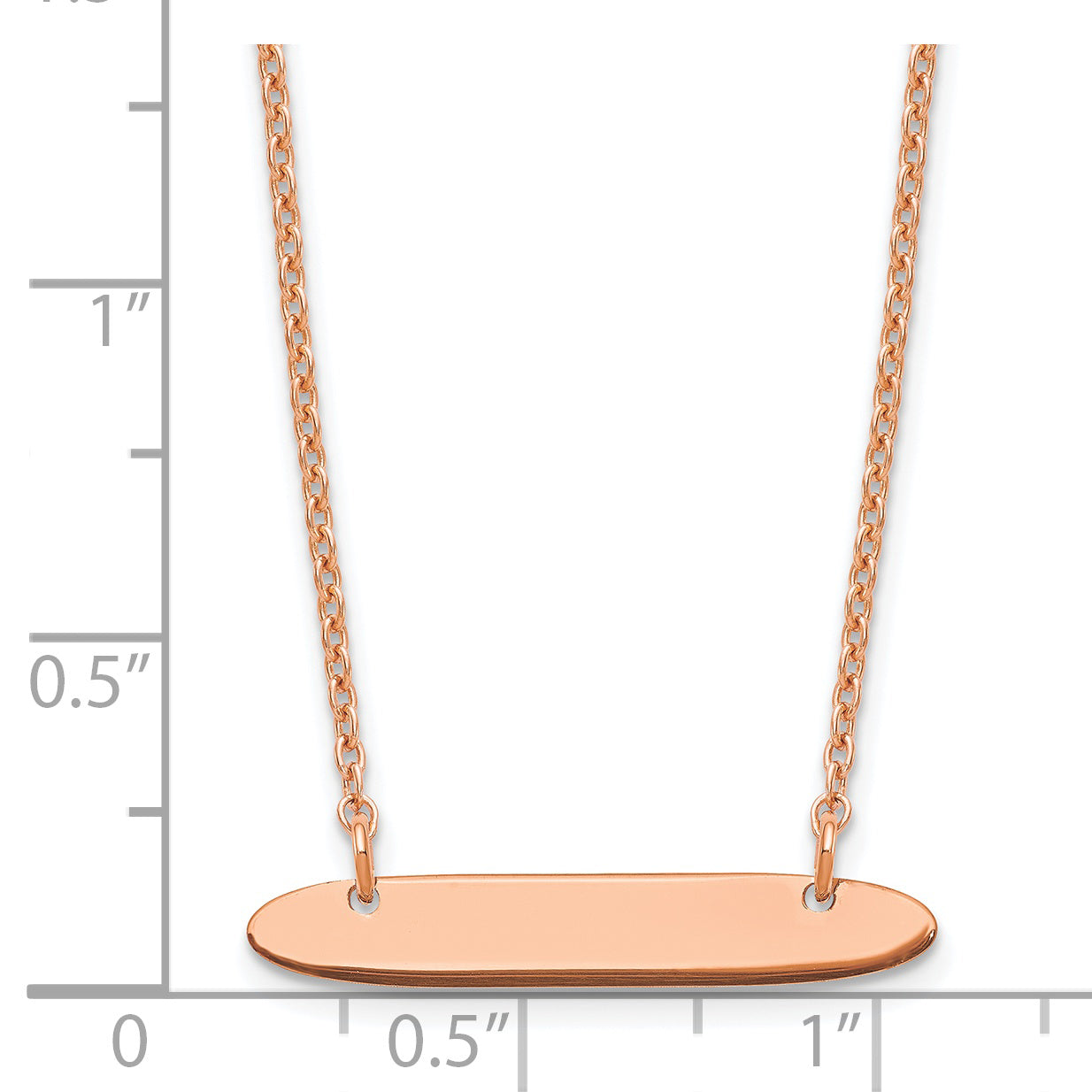 Sterling Silver Rose Gold plated Small Polished Oblong Blank Bar Necklace