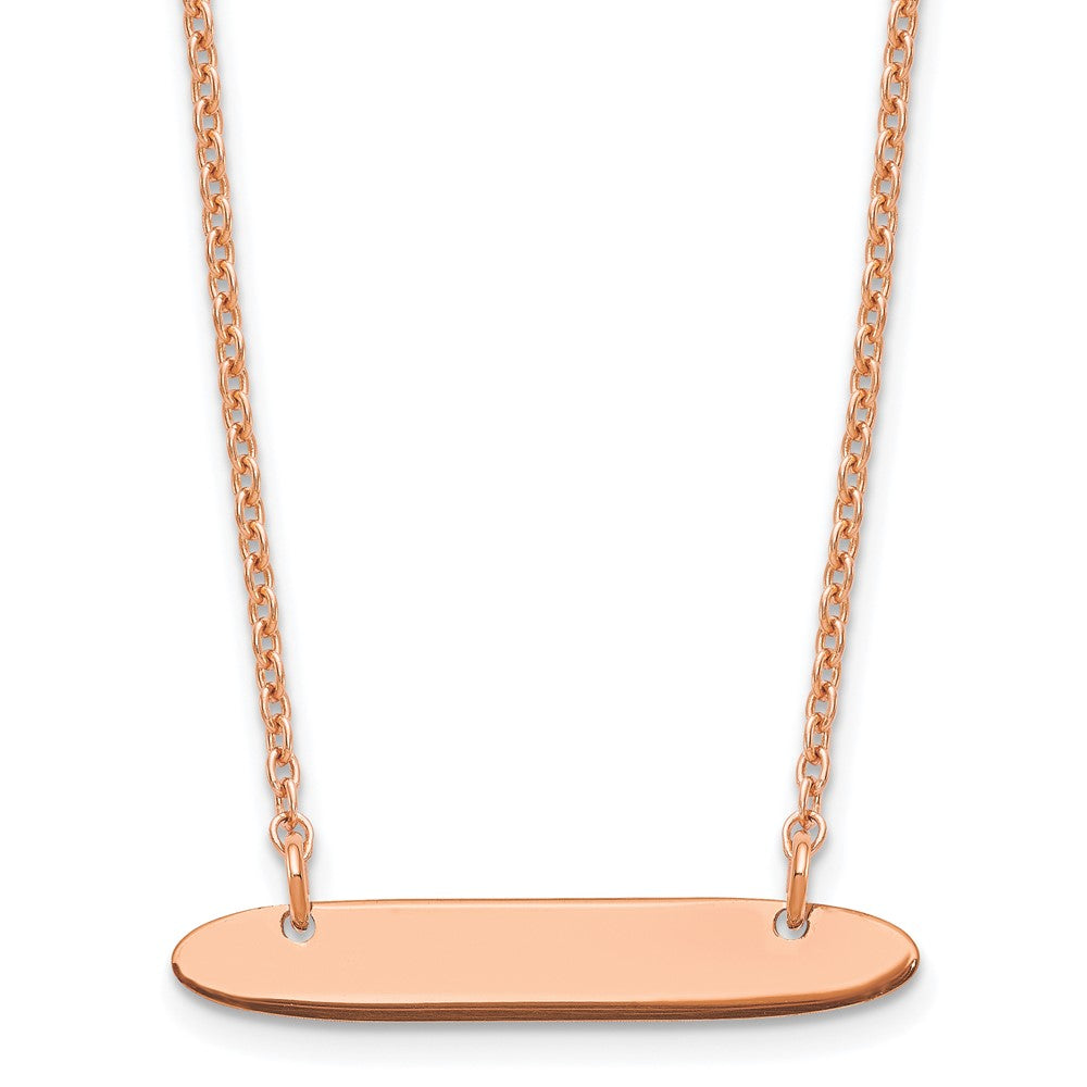 Sterling Silver Rose Gold plated Small Polished Oblong Blank Bar Necklace