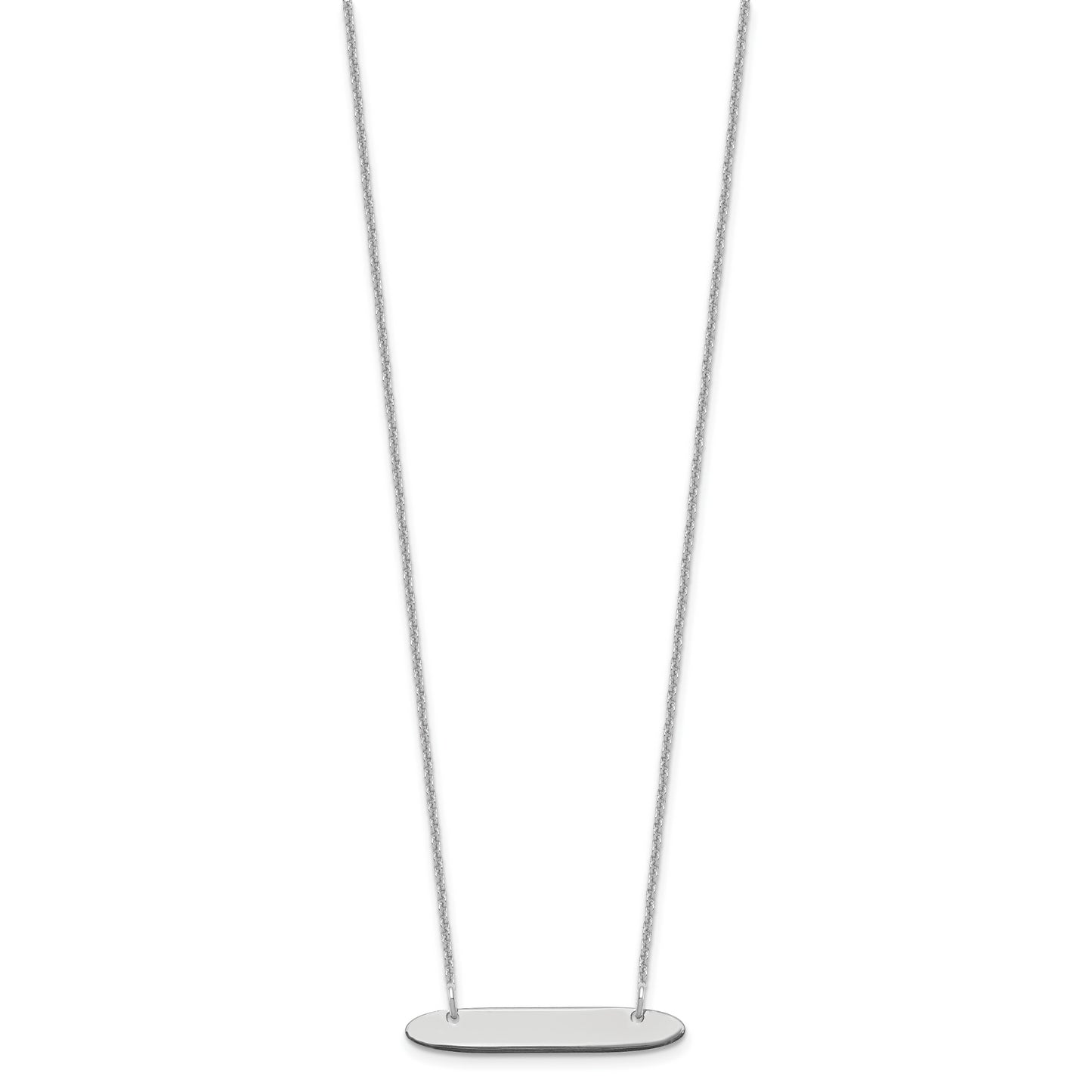 10K White Gold Small Polished Oblong Blank Bar Necklace