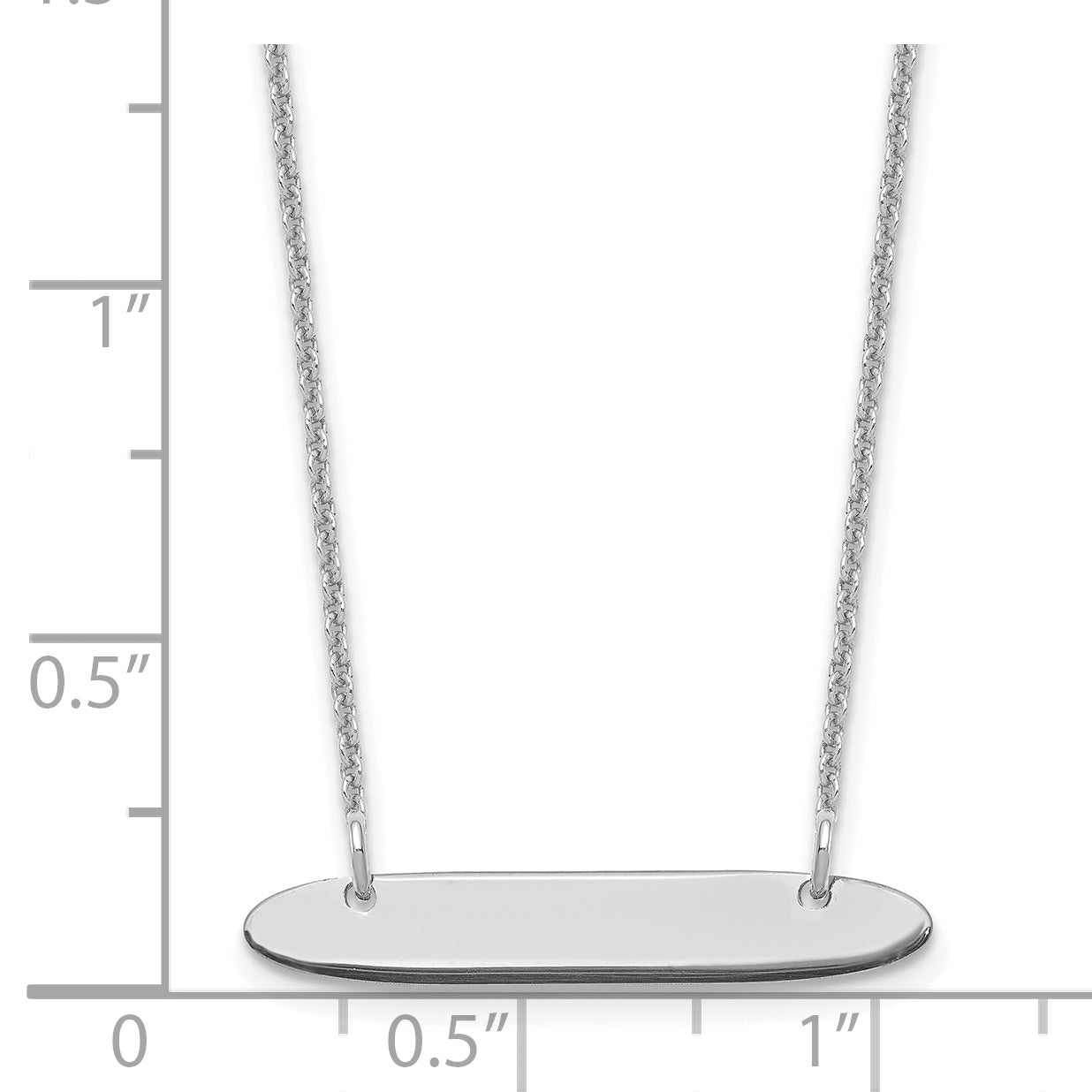 14K White Gold Small Polished Oblong Blank Bar Necklace