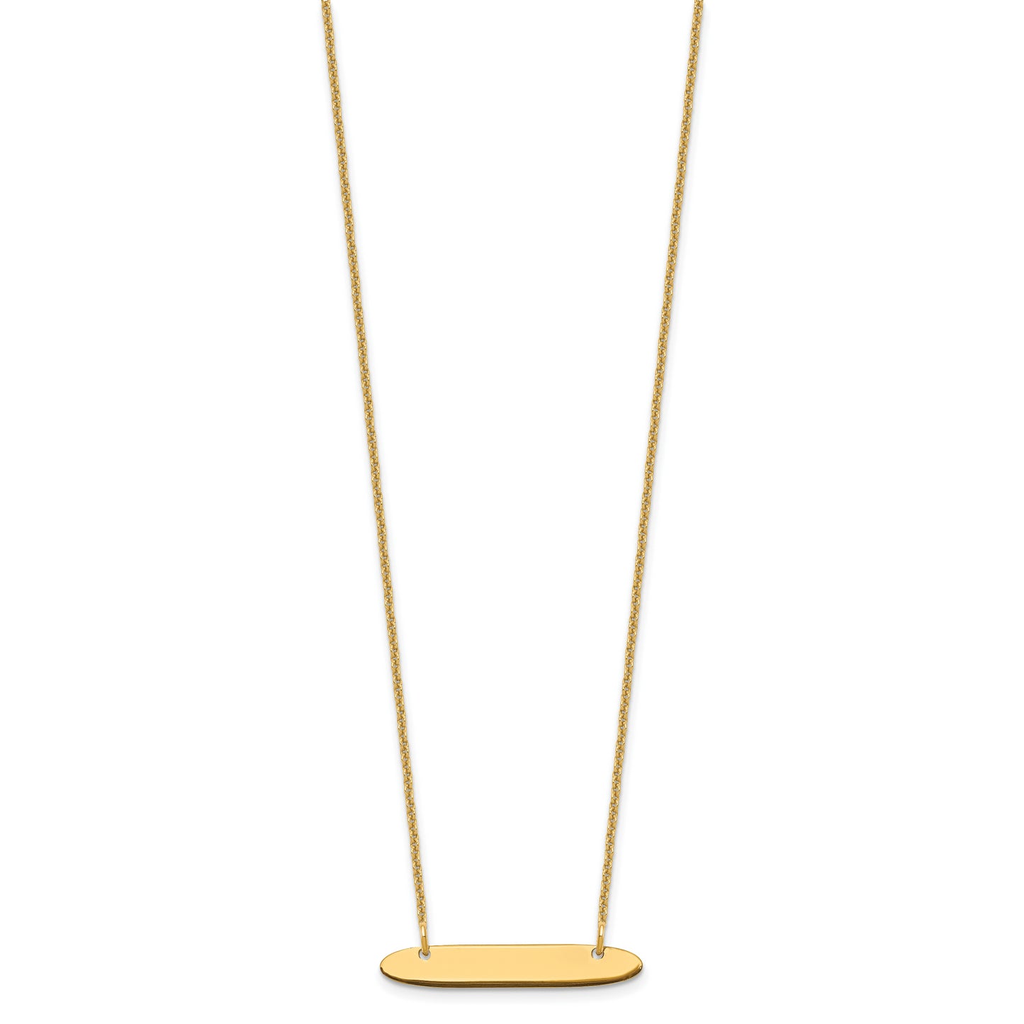 14K Yellow Gold Small Polished Oblong Blank Bar Necklace