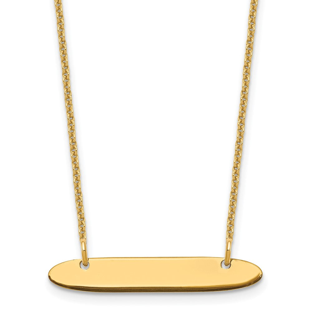 14K Yellow Gold Small Polished Oblong Blank Bar Necklace