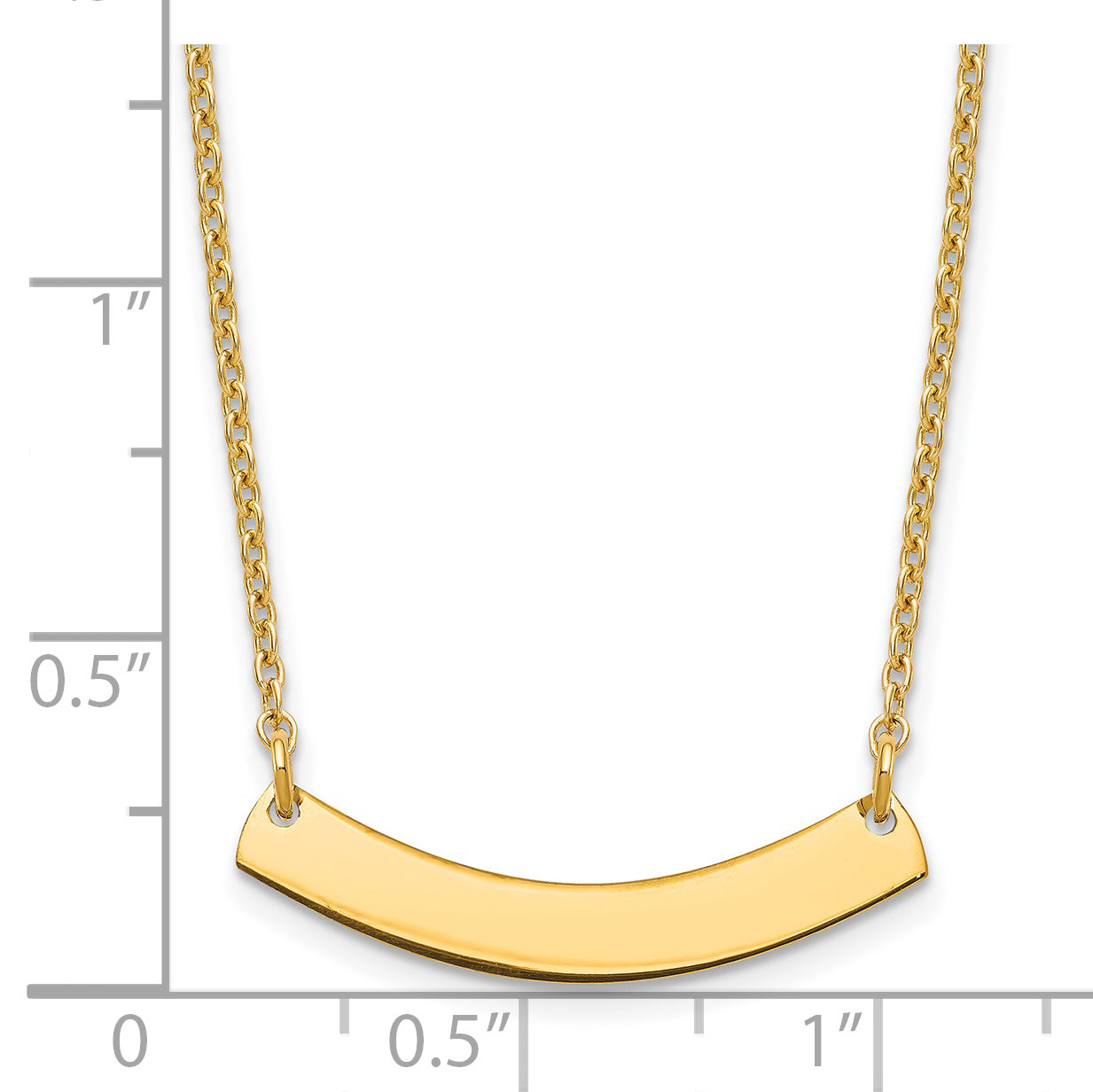 Sterling Silver Gold Plated Small Polished Curved Blank Bar Necklace