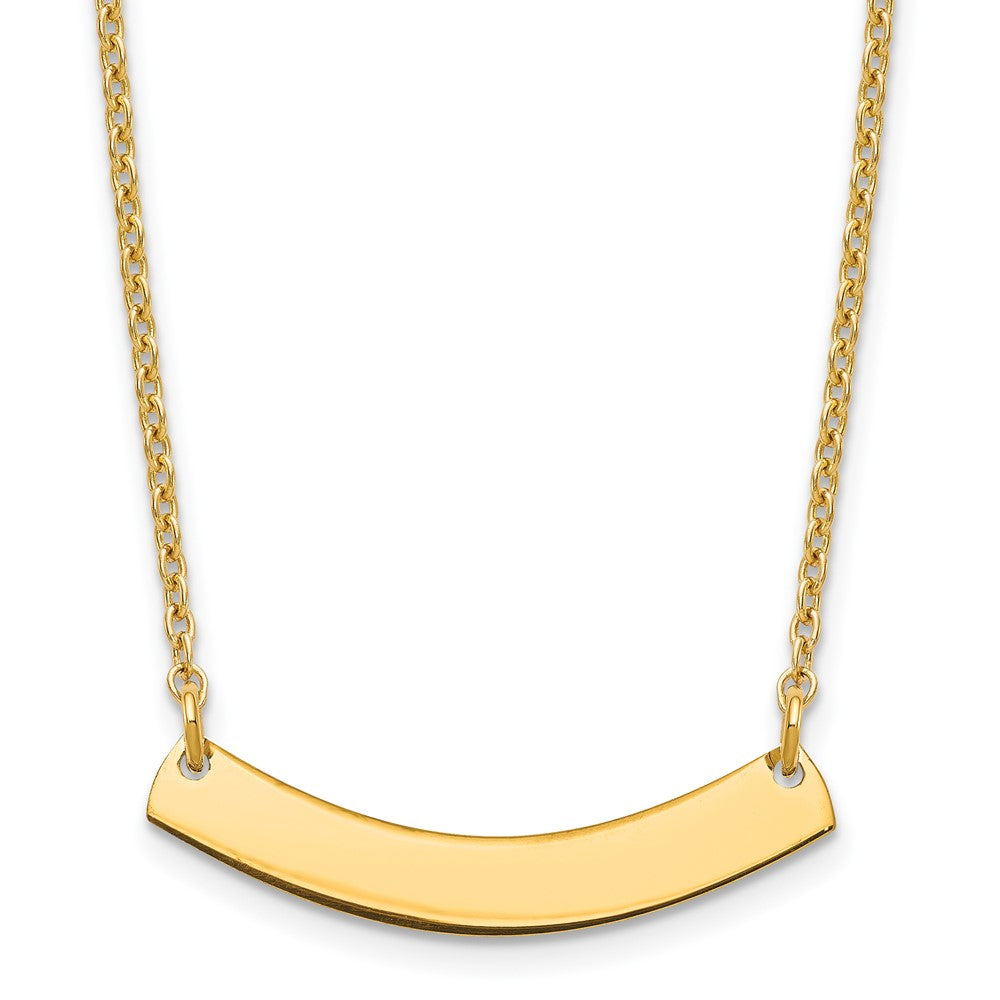 Sterling Silver Gold Plated Small Polished Curved Blank Bar Necklace