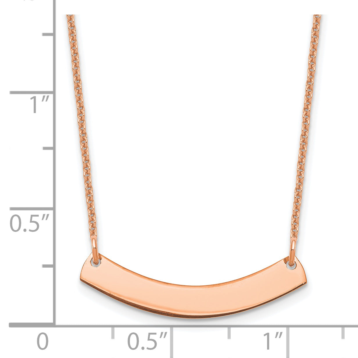 14K Rose Gold Small Polished Curved Blank Bar Necklace