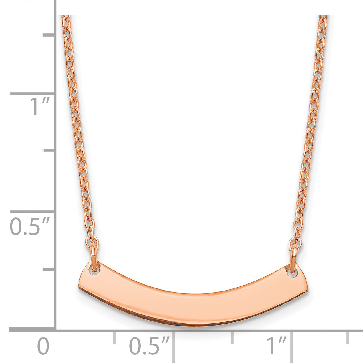 Sterling Silver Rose Gold plated Small Polished Curved Blank Bar Necklace