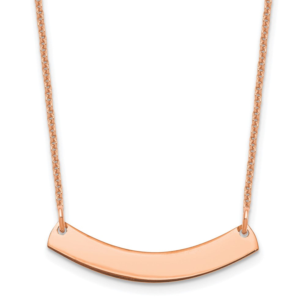14K Rose Gold Small Polished Curved Blank Bar Necklace