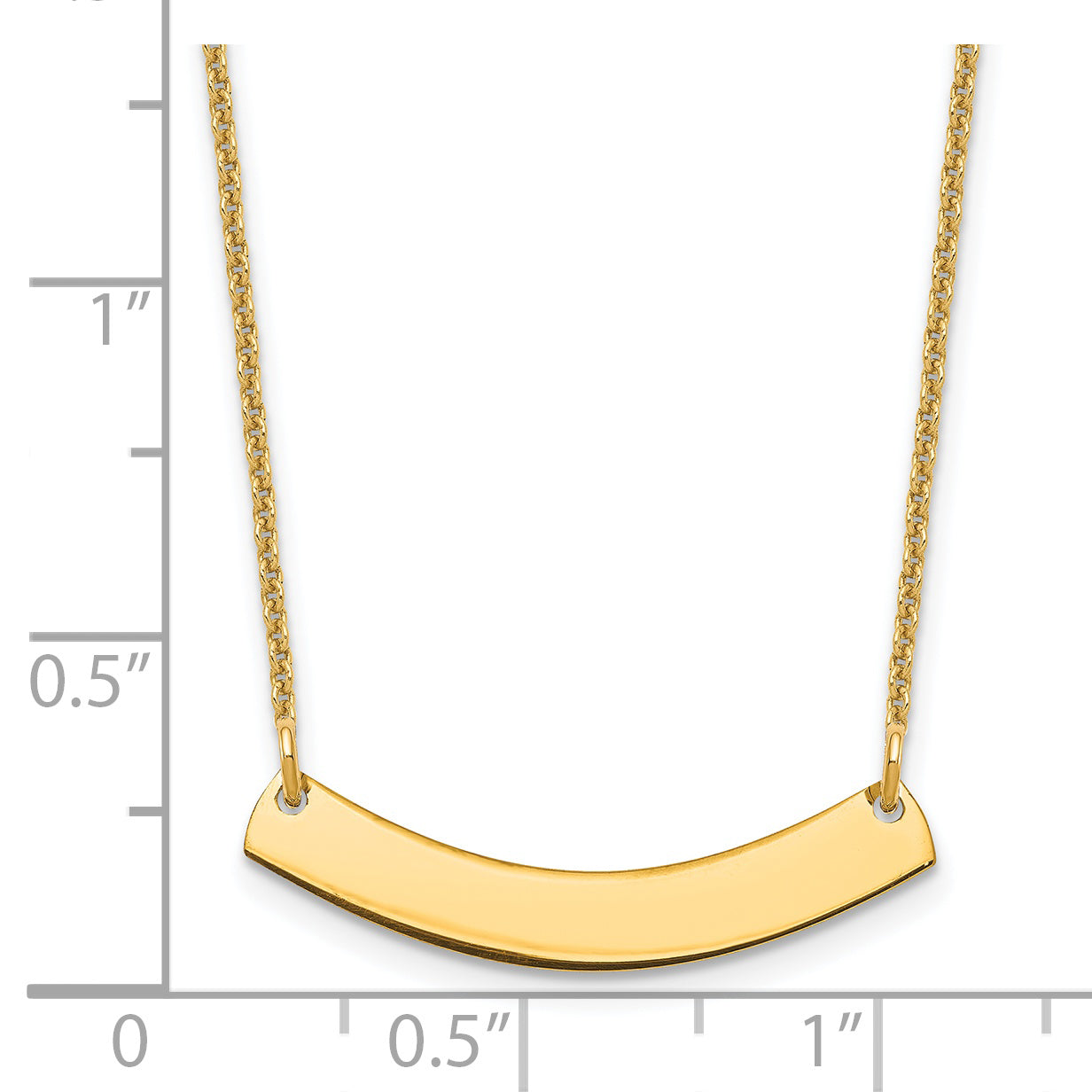 14K Yellow Gold Small Polished Curved Blank Bar Necklace