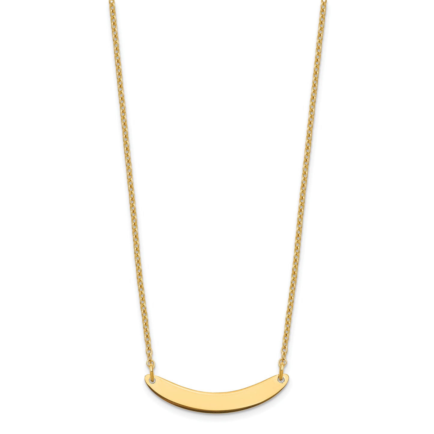 Sterling Silver Gold plated Small Polished Curved Blank Bar Necklace