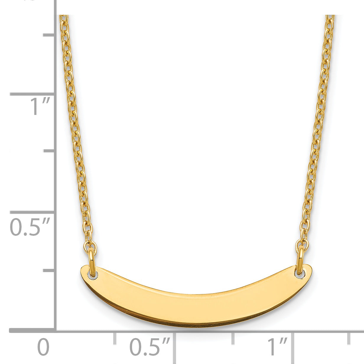 Sterling Silver Gold plated Small Polished Curved Blank Bar Necklace