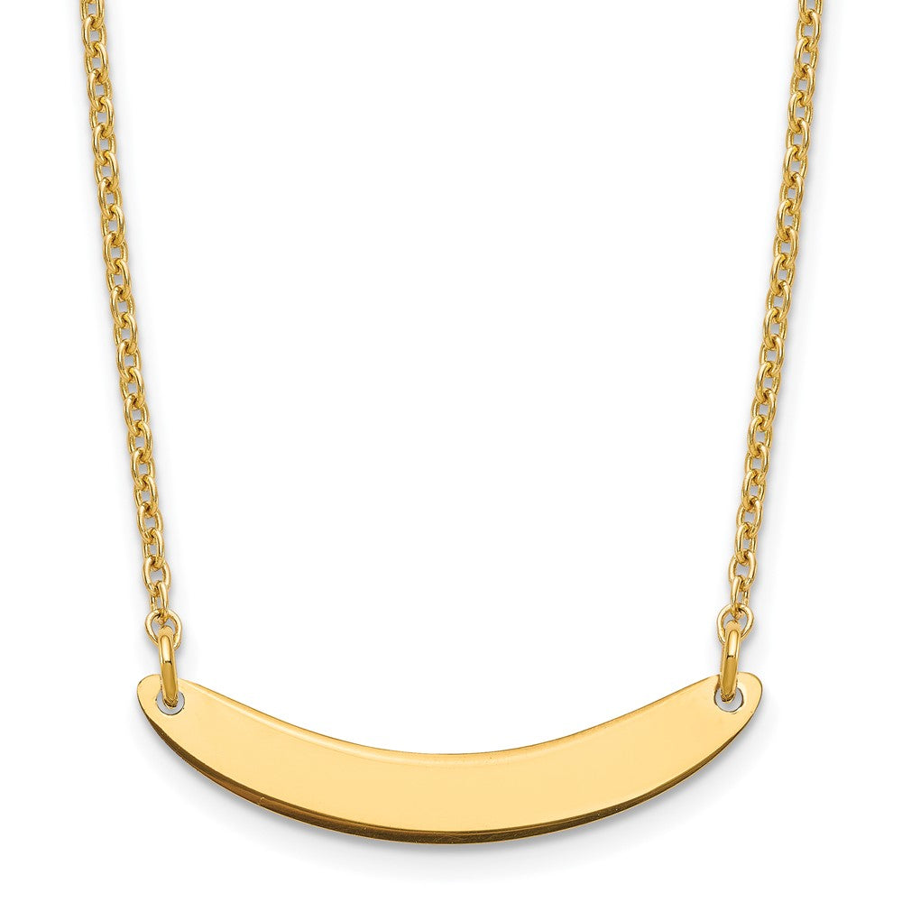 Sterling Silver Gold plated Small Polished Curved Blank Bar Necklace