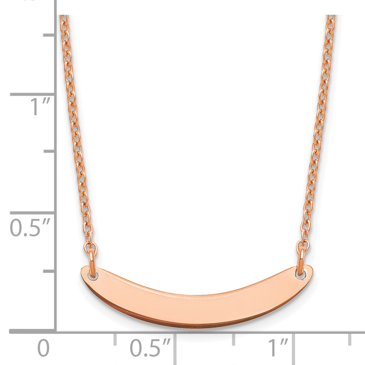 Sterling Silver Rose Gold plated Small Polished Curved Blank Bar Necklace