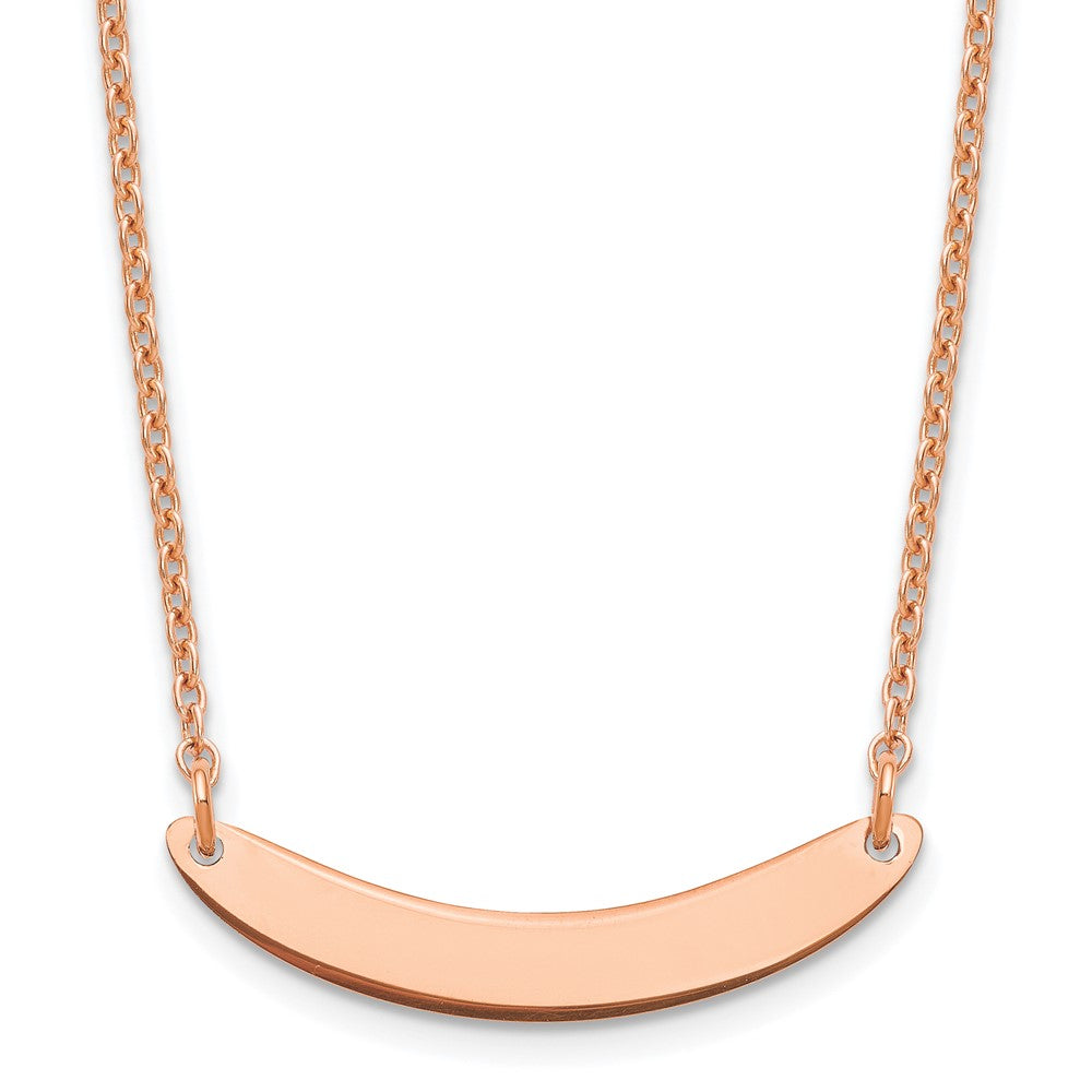 Sterling Silver Rose Gold plated Small Polished Curved Blank Bar Necklace