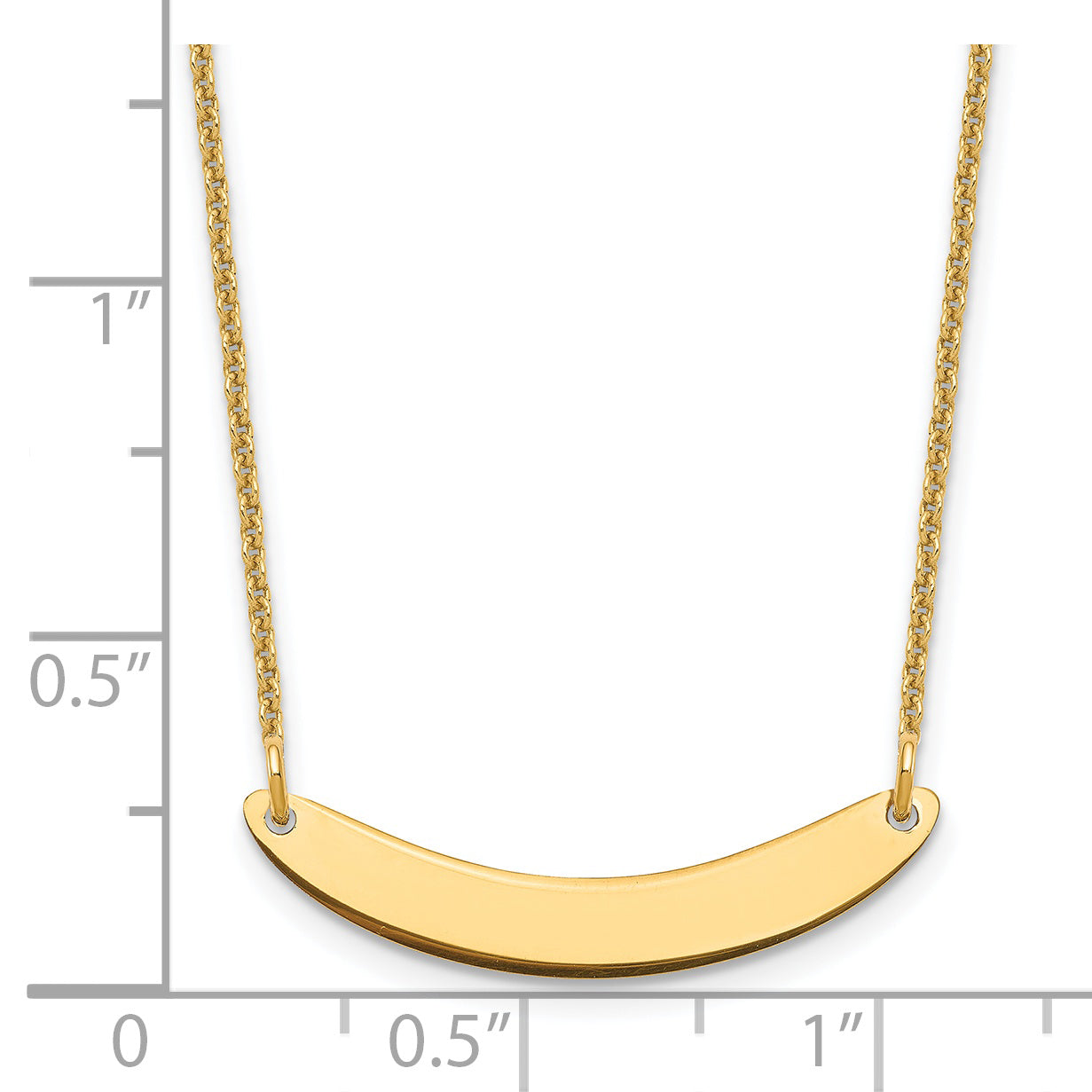 14K Yellow Gold Small Polished Curved Blank Bar Necklace