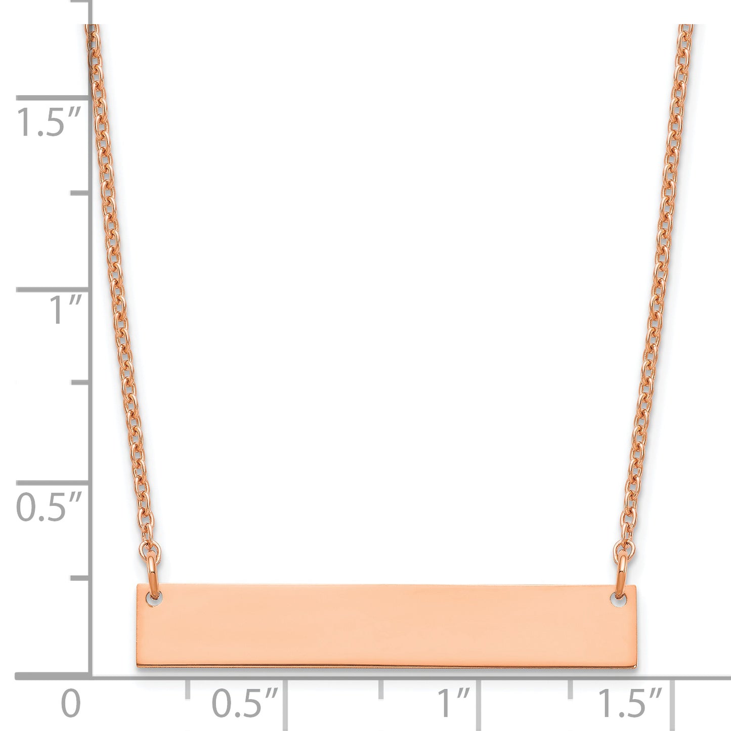Sterling Silver Rose Gold plated Medium Polished Blank Bar Necklace