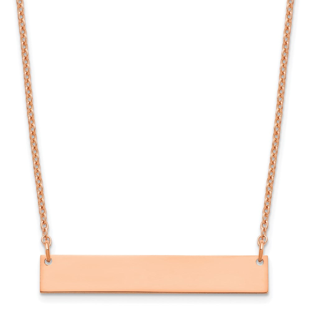 Sterling Silver Rose Gold plated Medium Polished Blank Bar Necklace