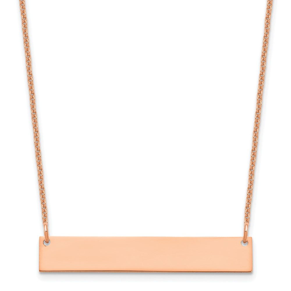 14K Rose Gold Medium Polished Blank Bar Necklace