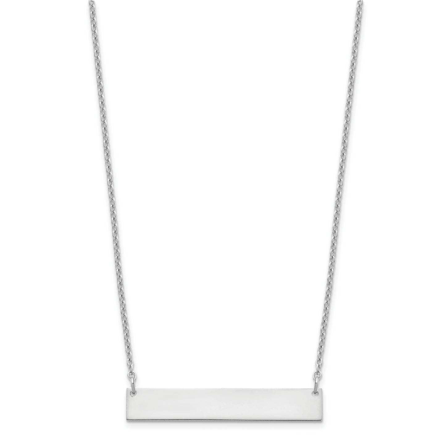 Sterling Silver Rhodium plated Medium Polished Blank Bar Necklace