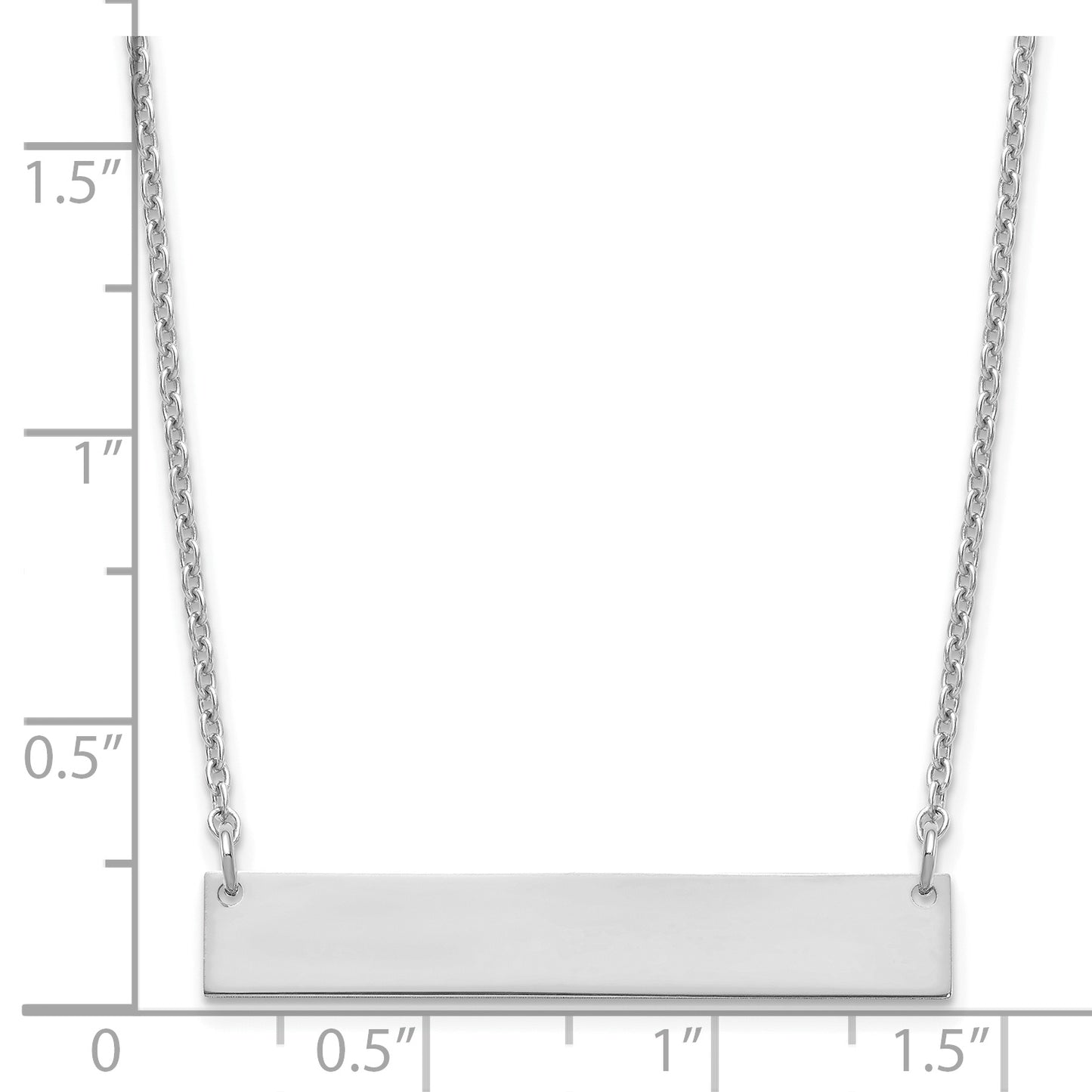 Sterling Silver Rhodium plated Medium Polished Blank Bar Necklace