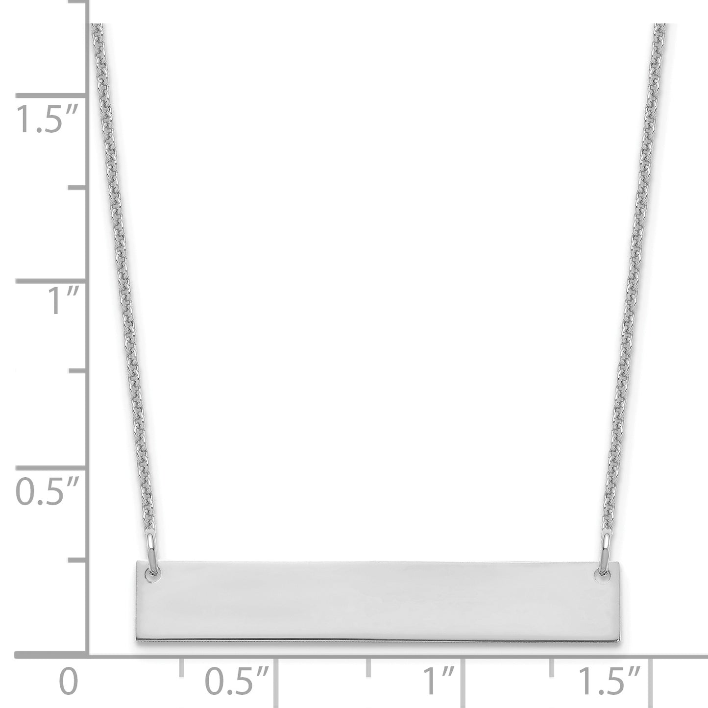 14K White Gold Medium Polished Blank Bar Necklace