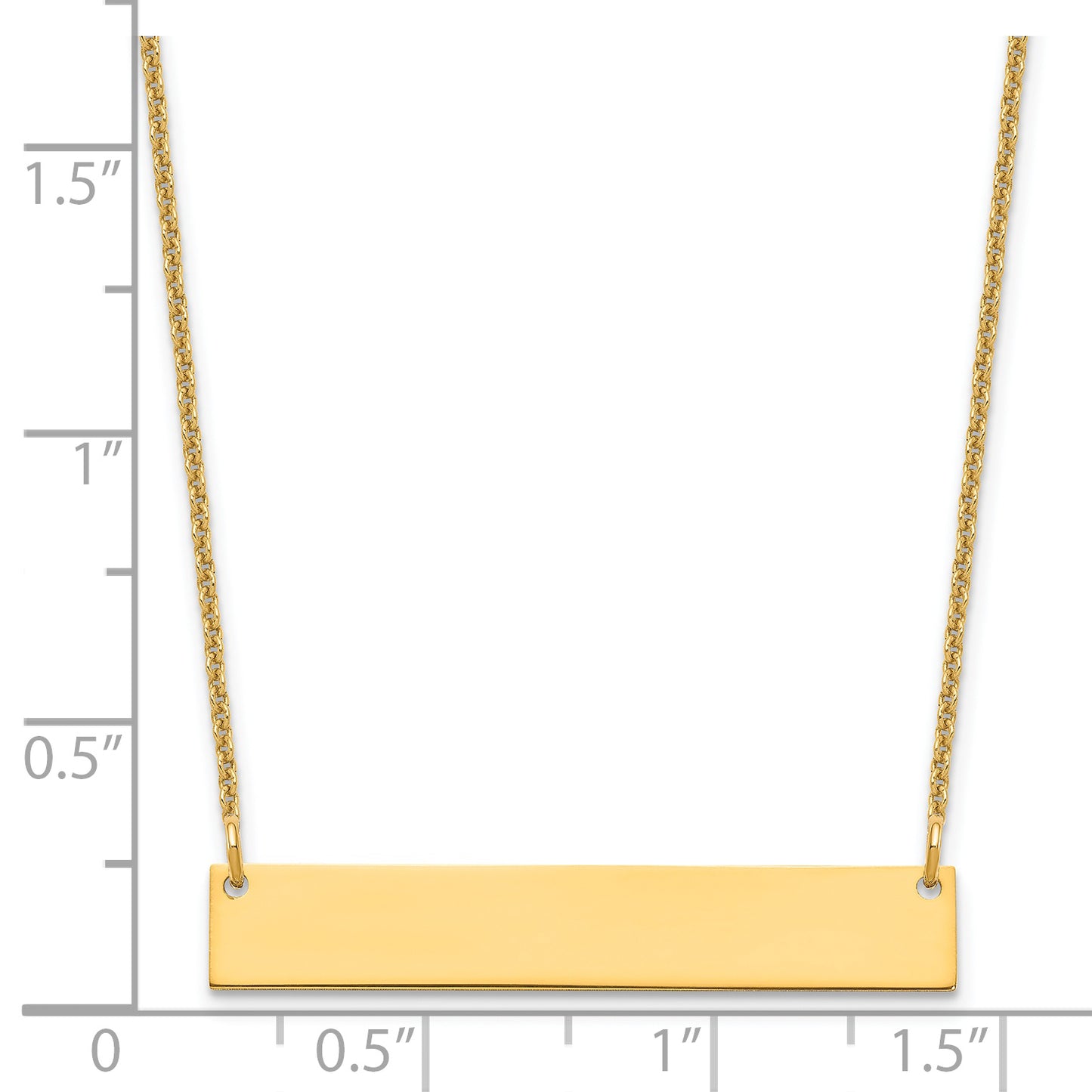 14K Yellow Gold Medium Polished Blank Bar Necklace